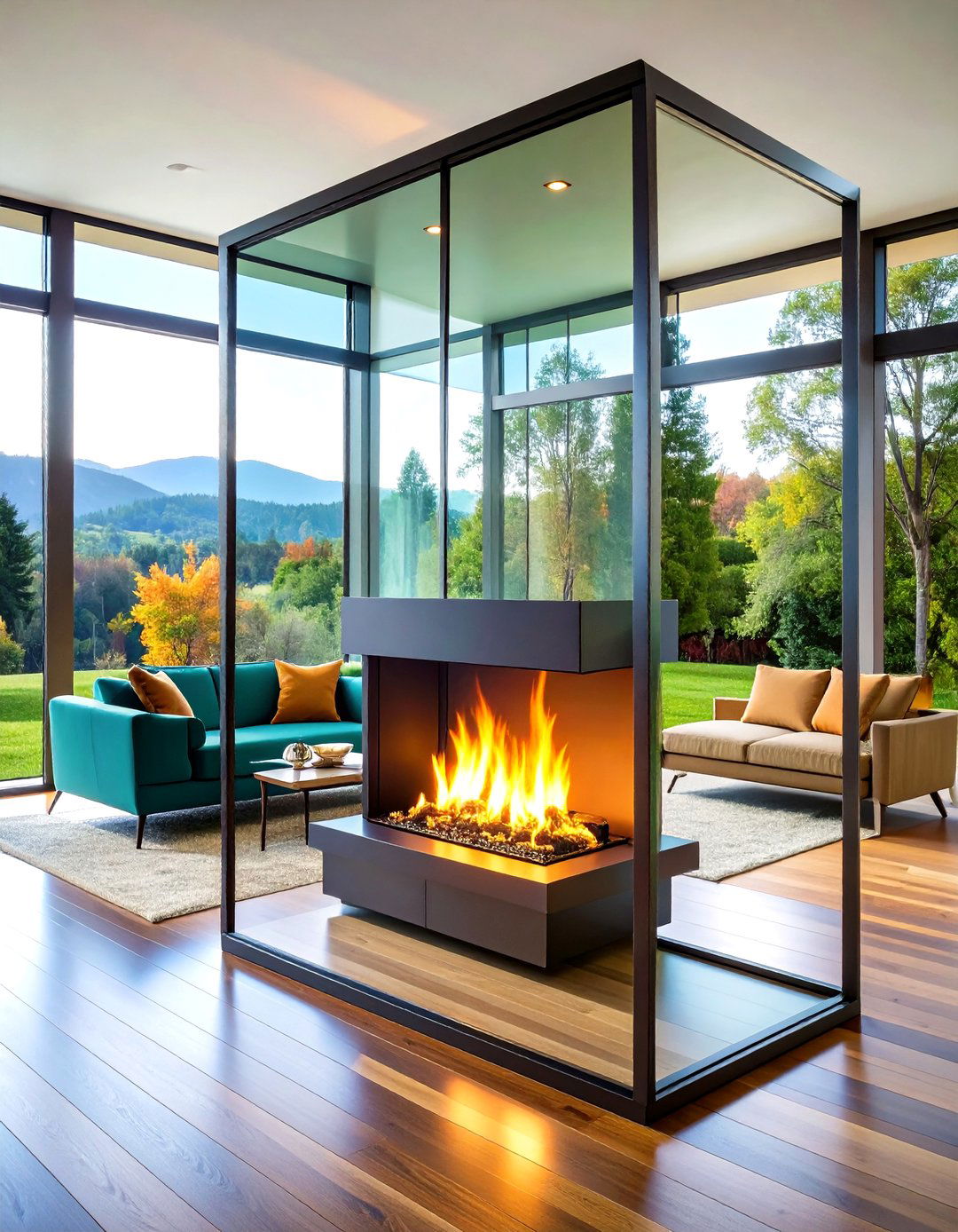 Mid Century Modern Double Sided Room Divider Fireplace - 20 Mid-century Modern Fireplace Ideas