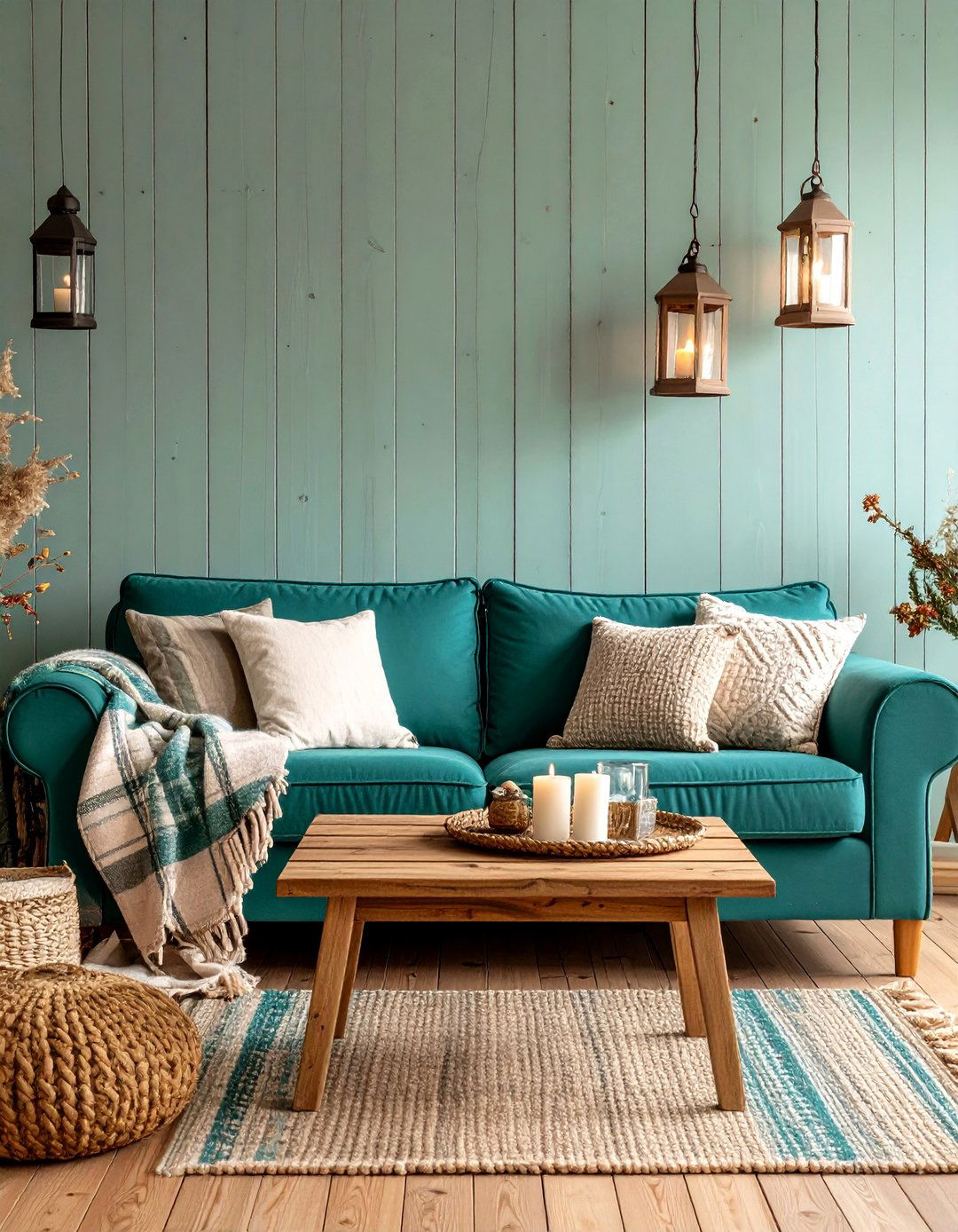 Mid Century Modern Elegance - 20 Teal Couch Living Room Ideas