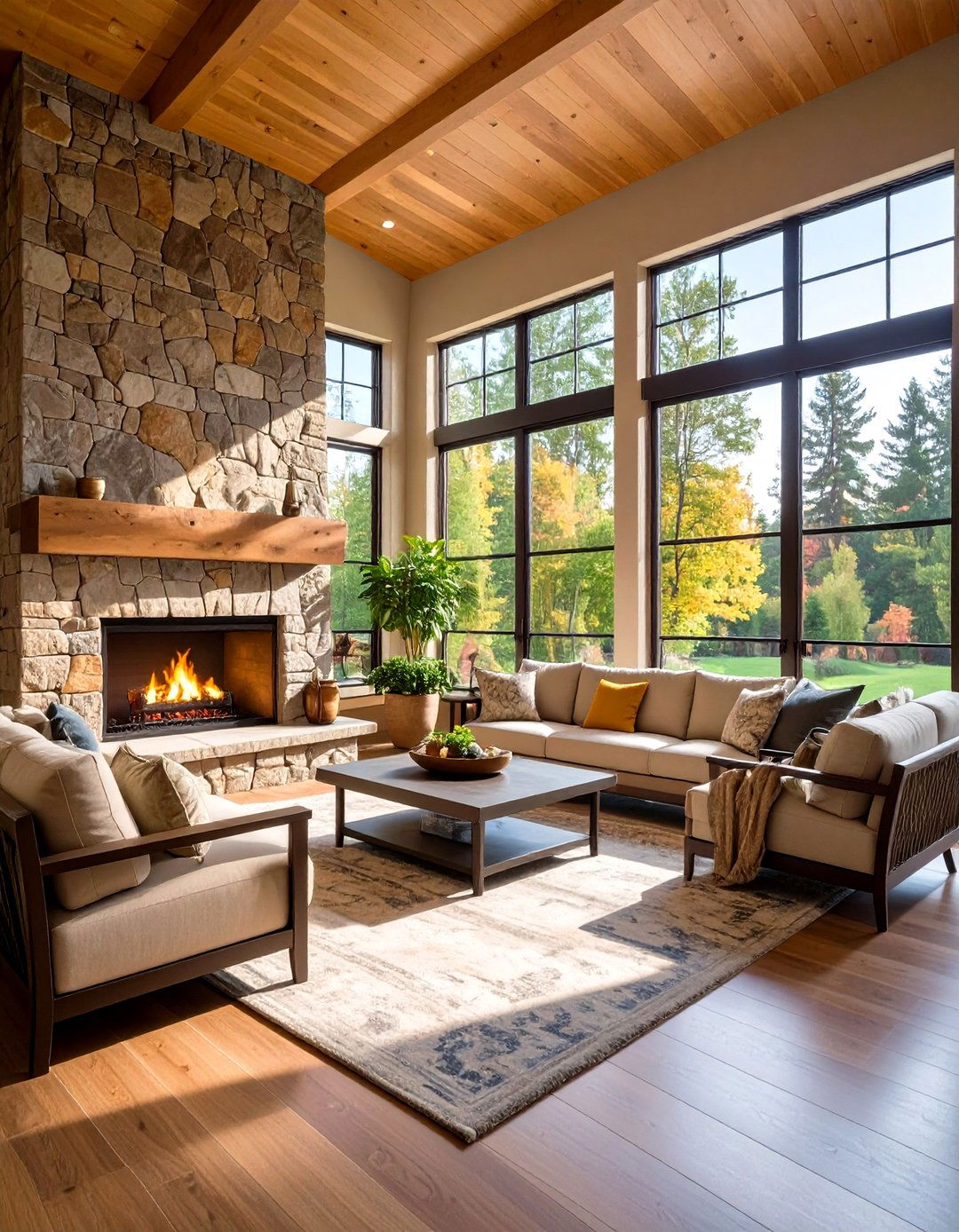 Mid Century Modern Fireplace Centered Sunroom - 20 Mid-century Modern Sunroom Ideas