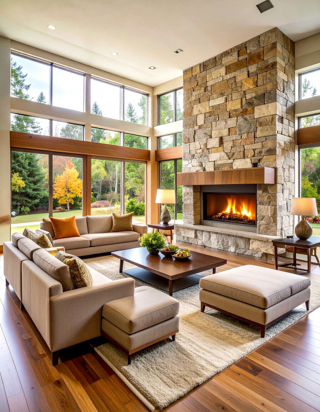 Mid Century Modern Floor to Ceiling Stone Fireplace - 20 Mid-century Modern Fireplace Ideas