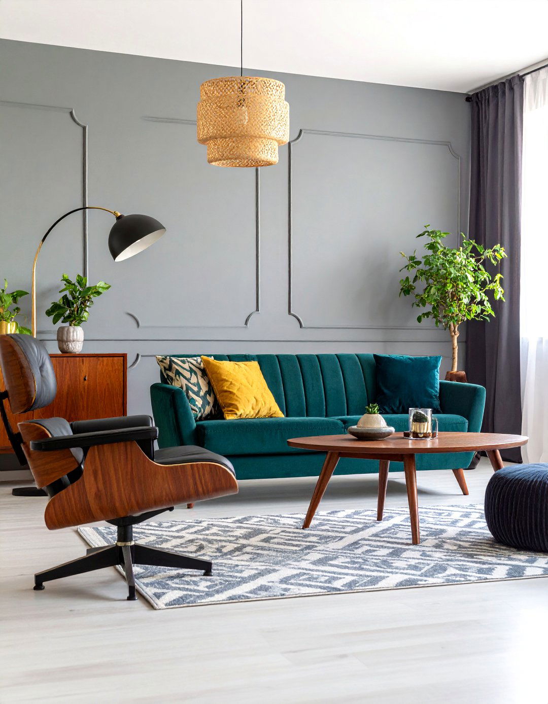 Mid Century Modern Grey Walls Black Trim Living Room - 20 living room grey walls black trim
