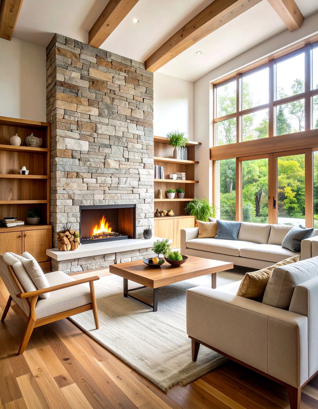 Mid Century Modern Integrated Storage Fireplace - 20 Mid-century Modern Fireplace Ideas
