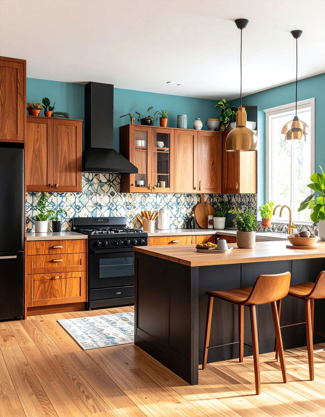 Mid Century Modern Kitchen With Black Appliances - 20 Kitchen With Black Appliances