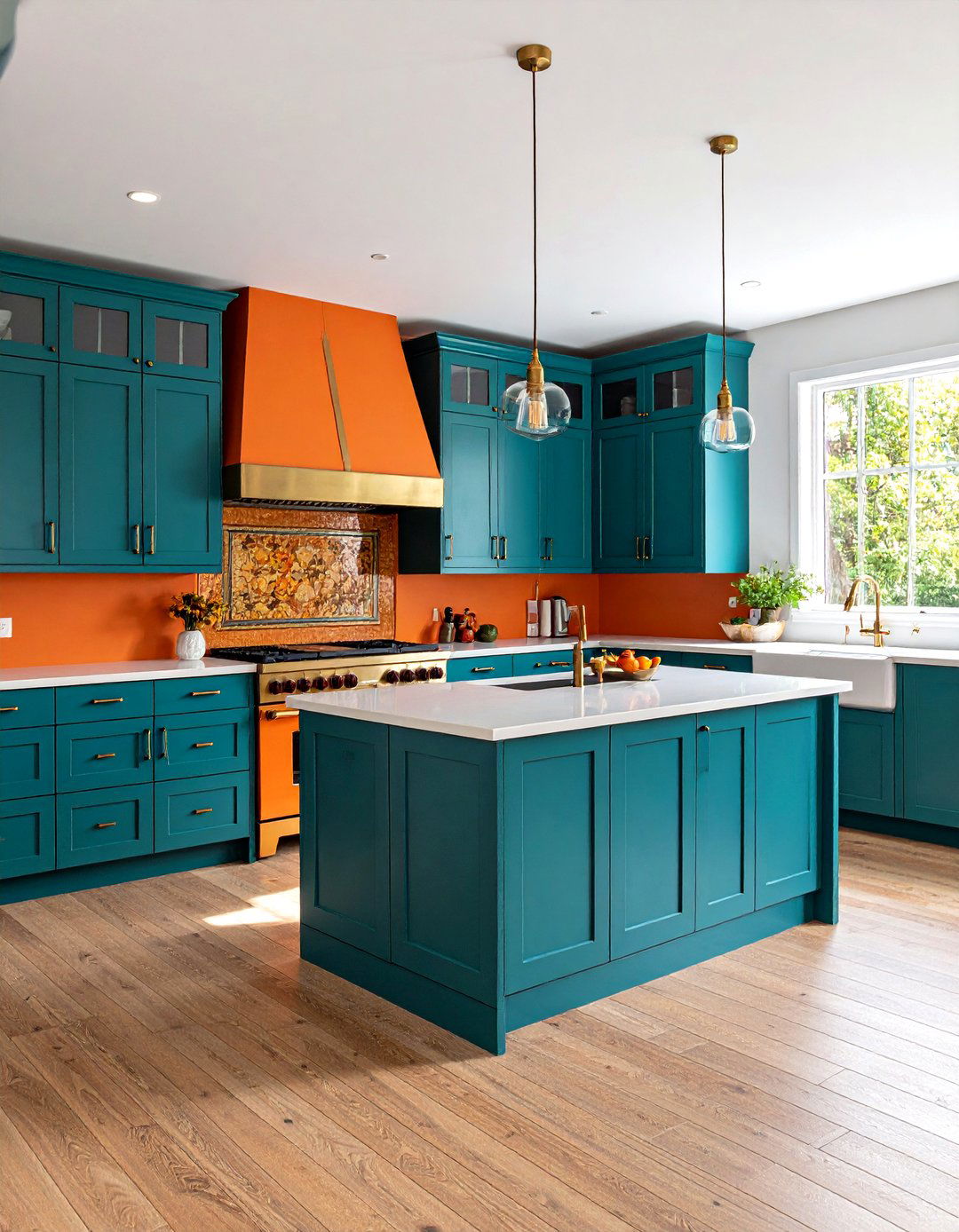Mid Century Modern Kitchen with Bold Orange and Teal Color Scheme - 20 Mid-century Modern Kitchen Ideas
