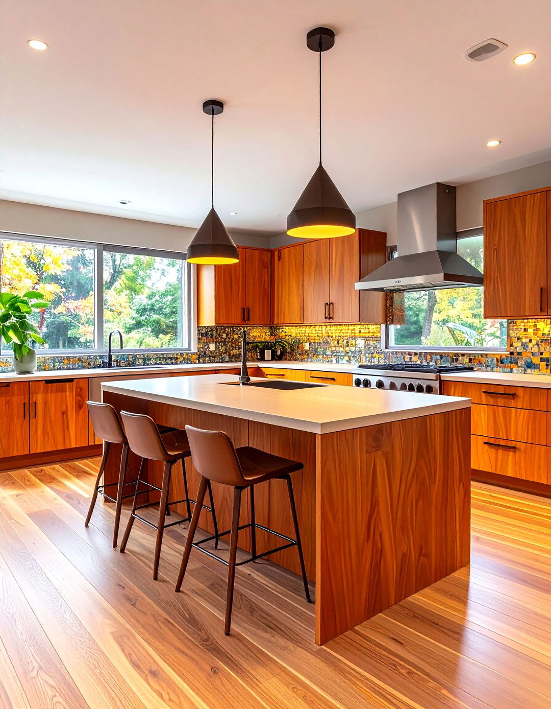 Mid Century Modern Kitchen with Butcher Block Countertops - 20 Kitchens With Butcher Block Countertops
