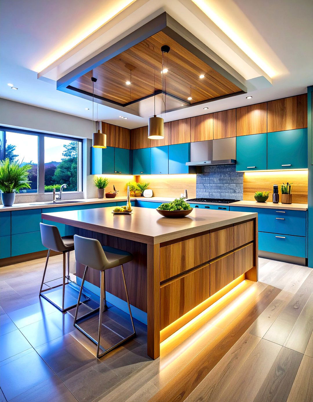 Mid Century Modern Kitchen with Floating Island Design - 20 Mid-century Modern Kitchen Ideas