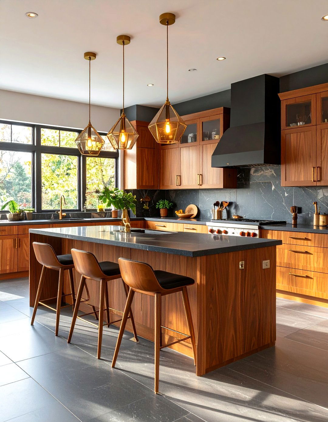 Mid Century Modern Kitchen with Slate Floors - 20 Kitchens With Slate Floors