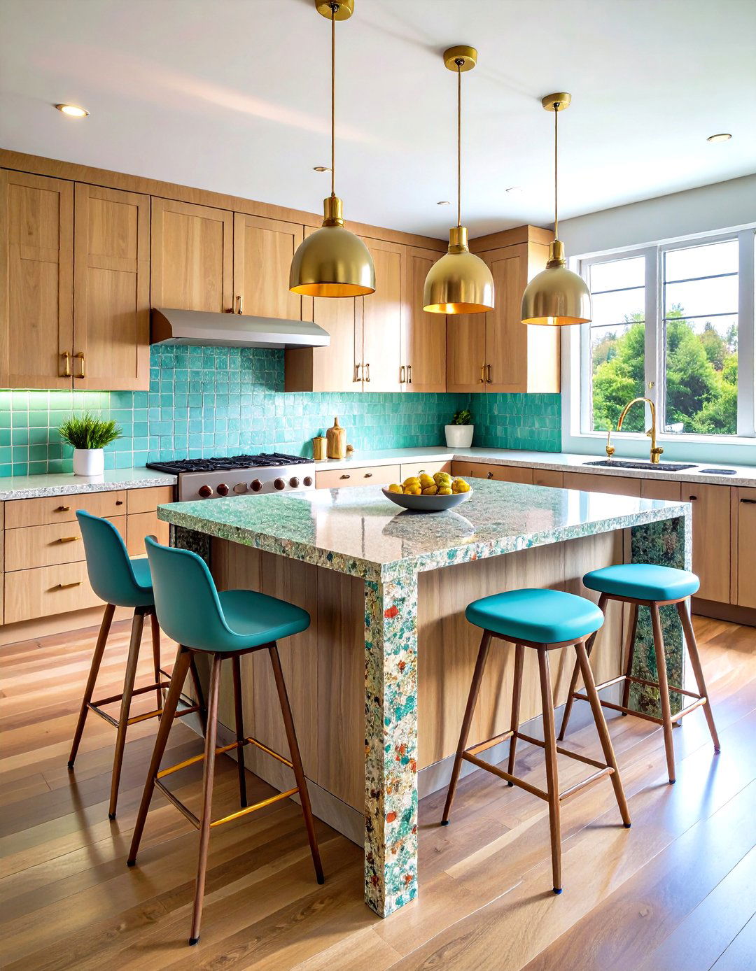 Mid Century Modern Kitchen with Statement Terrazzo Island - 20 Mid-century Modern Kitchen Ideas