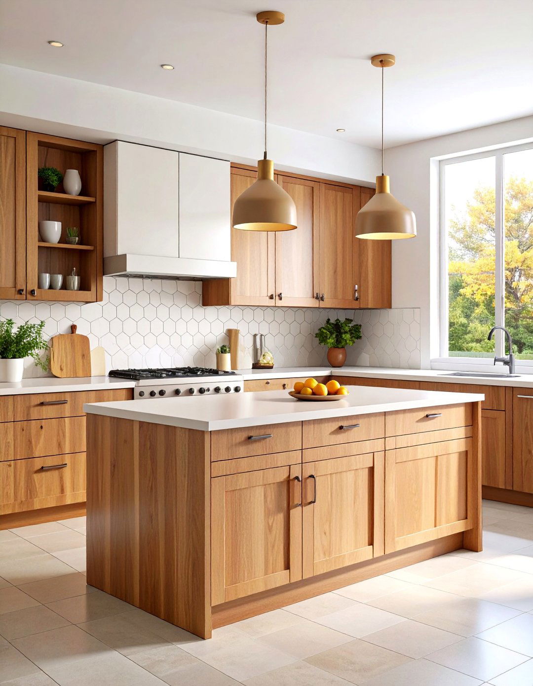 Mid Century Modern L Shaped Kitchen with Walnut Accents - 20 l shaped kitchen ideas
