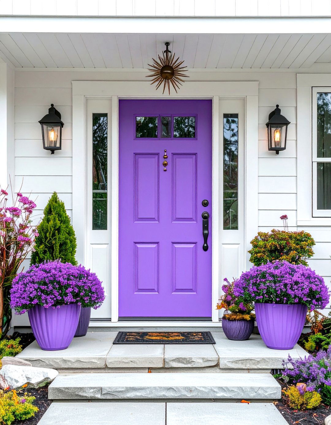Mid Century Modern Lavender Front Door with Atomic Age Elements - 20 Lavender Front Door Ideas