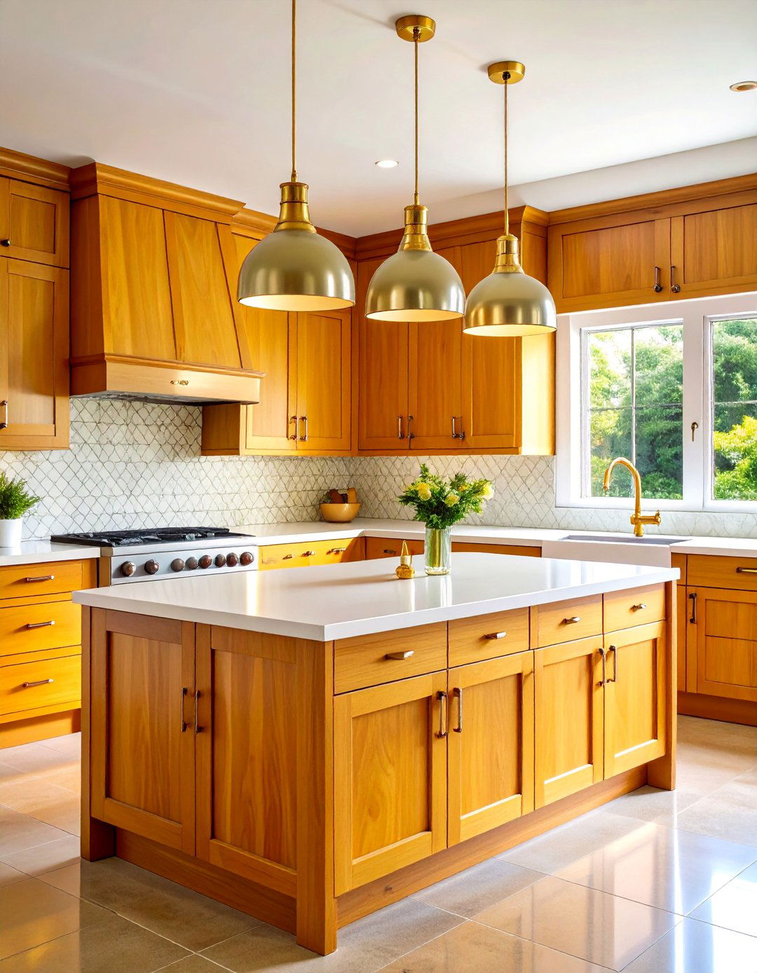 Mid Century Modern Light Wood Cabinet Kitchen with Geometric Elements - 20 Kitchens With Light Wood Cabinets