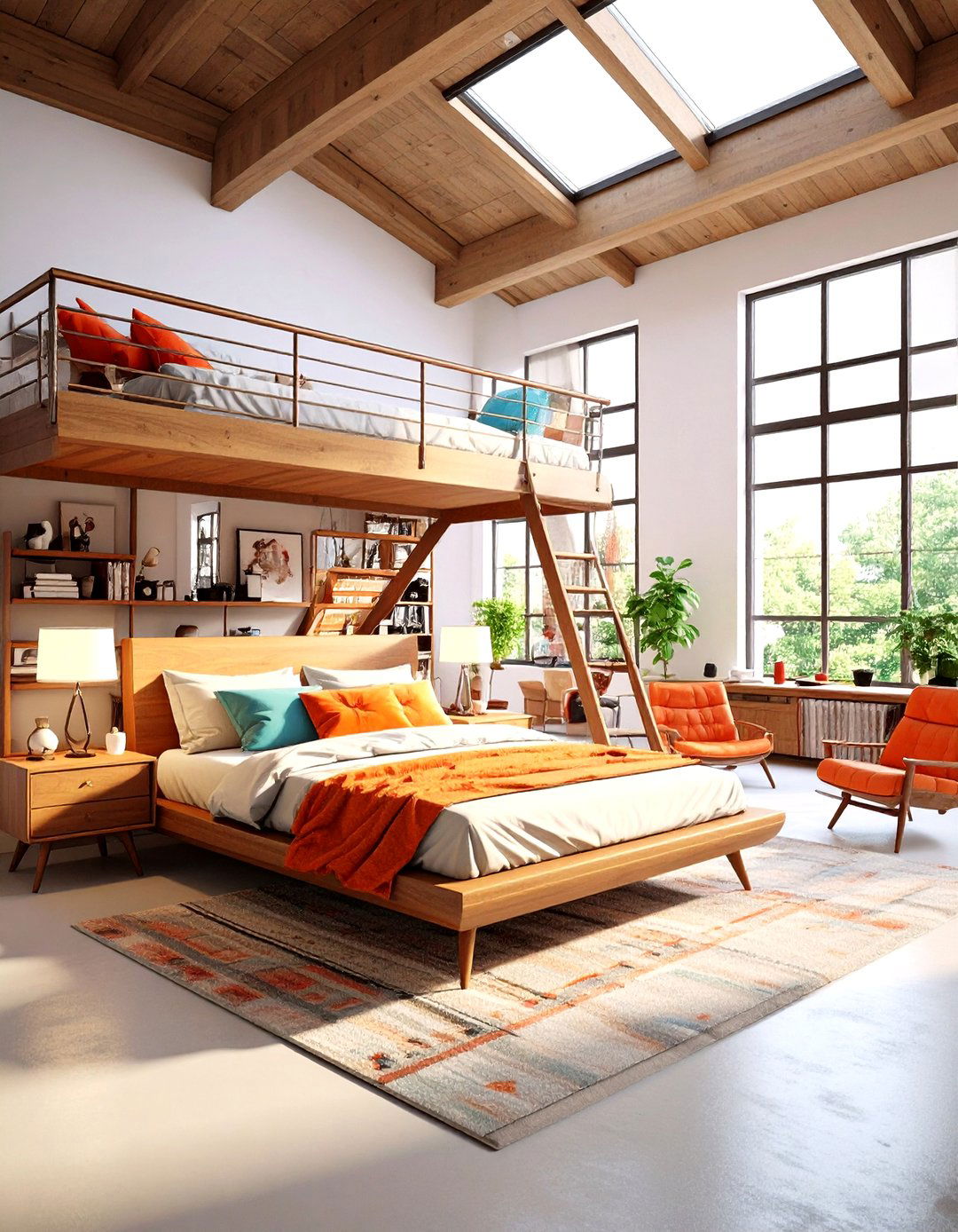 Mid Century Modern Loft Bedroom - 20 Loft Bedroom Ideas