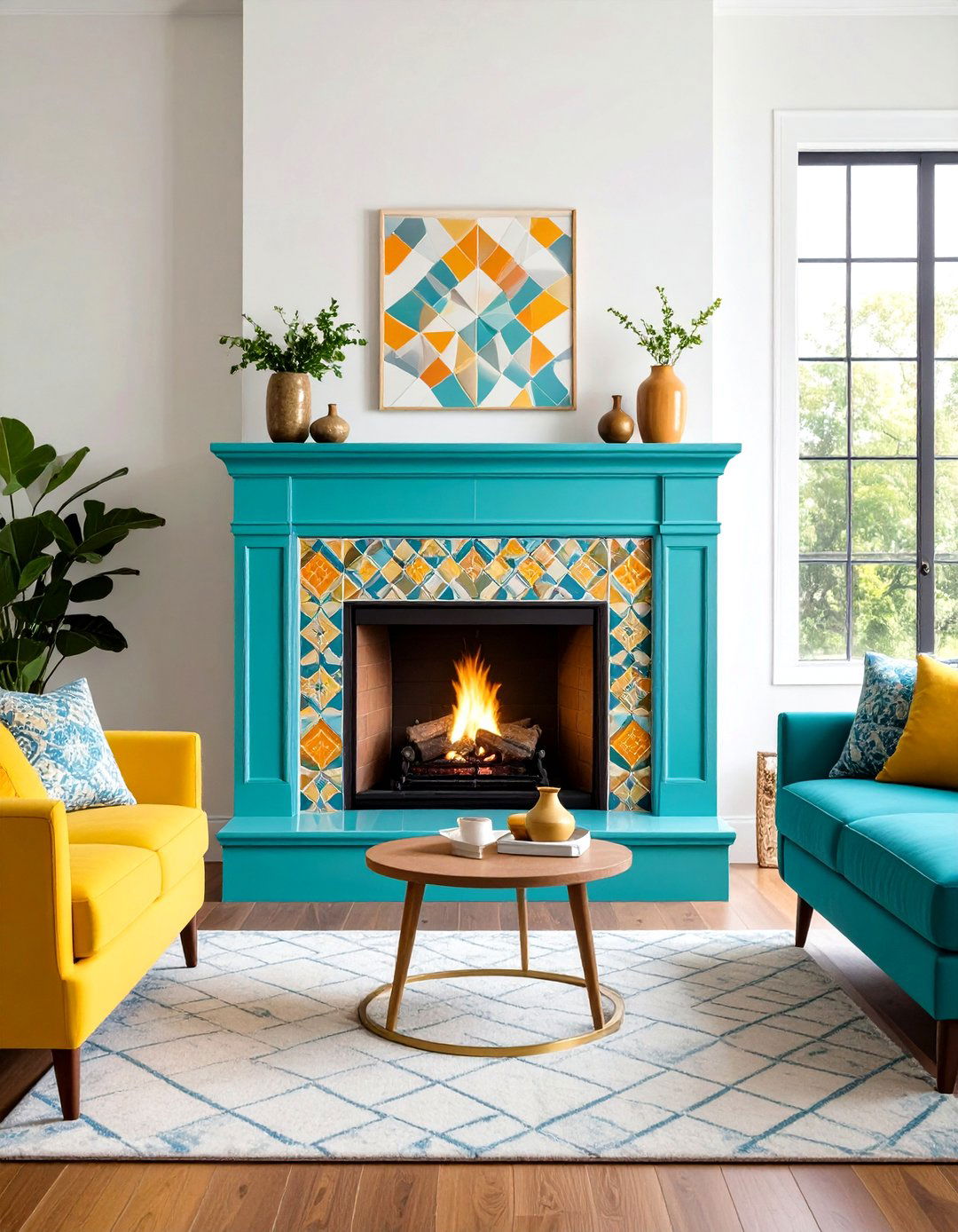 Mid Century Modern Mosaic Tile Fireplace - 20 Mid-century Modern Fireplace Ideas