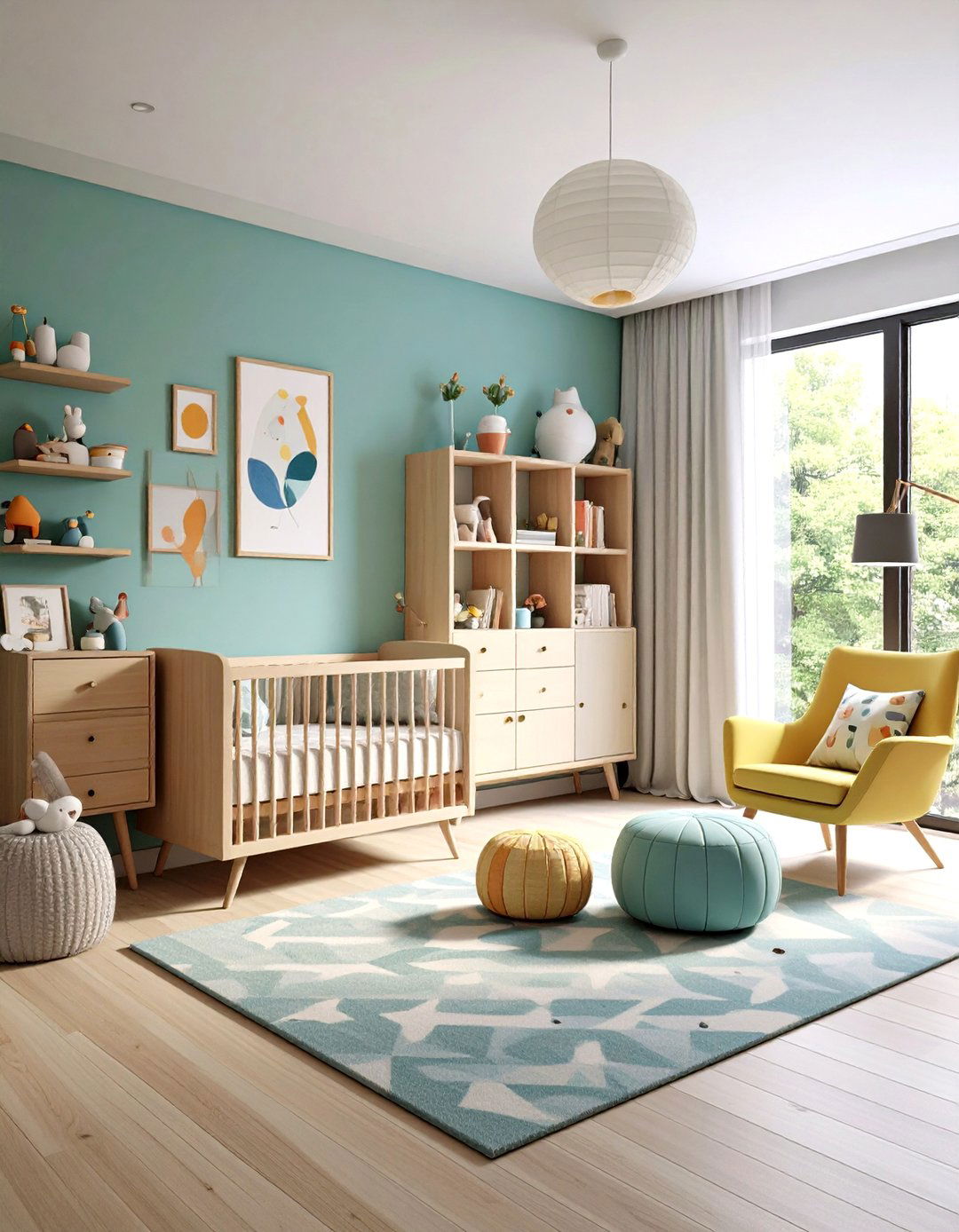 Mid Century Modern Nursery with Asymmetrical Design and Dynamic Layouts - 20 Mid-century Modern Nursery Ideas