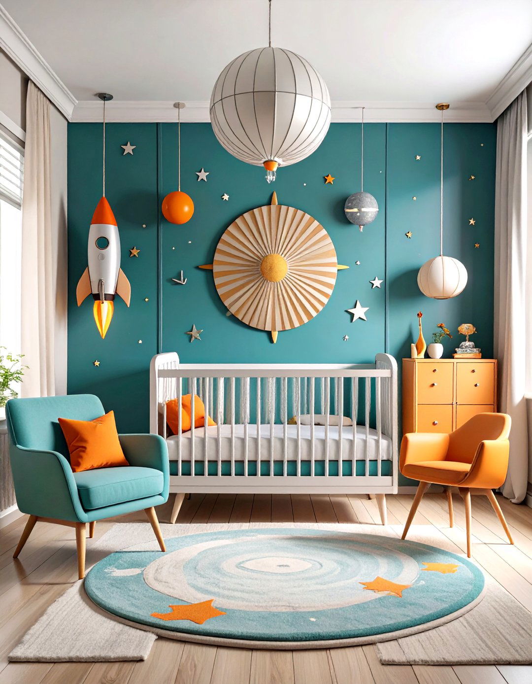 Mid Century Modern Nursery with Atomic Age Space Theme - 20 Mid-century Modern Nursery Ideas