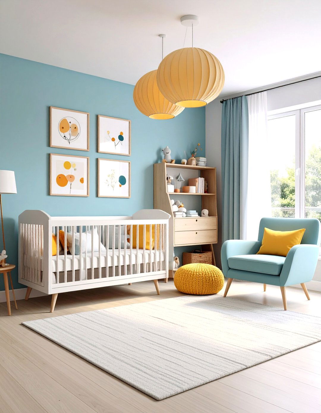 Mid Century Modern Nursery with Gallery Wall and Artistic Focus - 20 Mid-century Modern Nursery Ideas