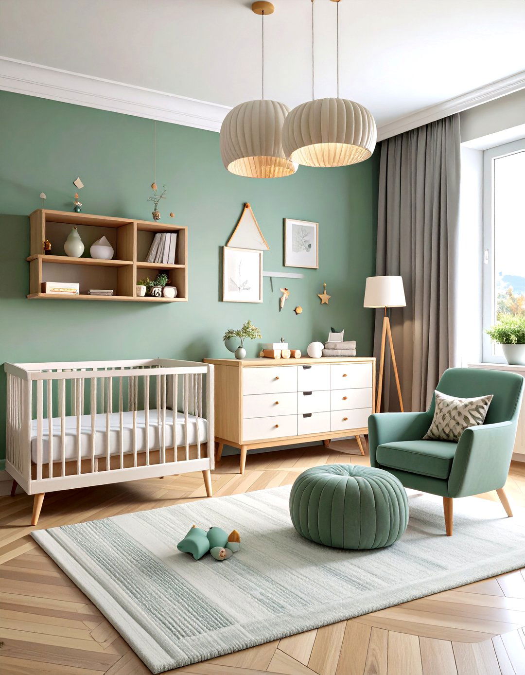 Mid Century Modern Nursery with Monochromatic Color Scheme and Texture Focus - 20 Mid-century Modern Nursery Ideas
