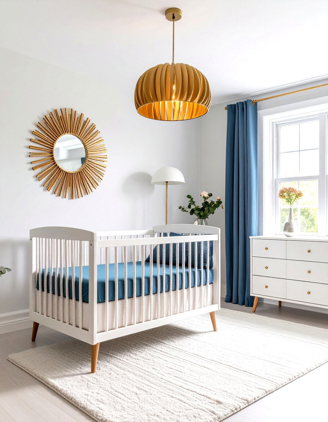 Mid Century Modern Nursery with Statement Lighting and Brass Accents - 20 Mid-century Modern Nursery Ideas