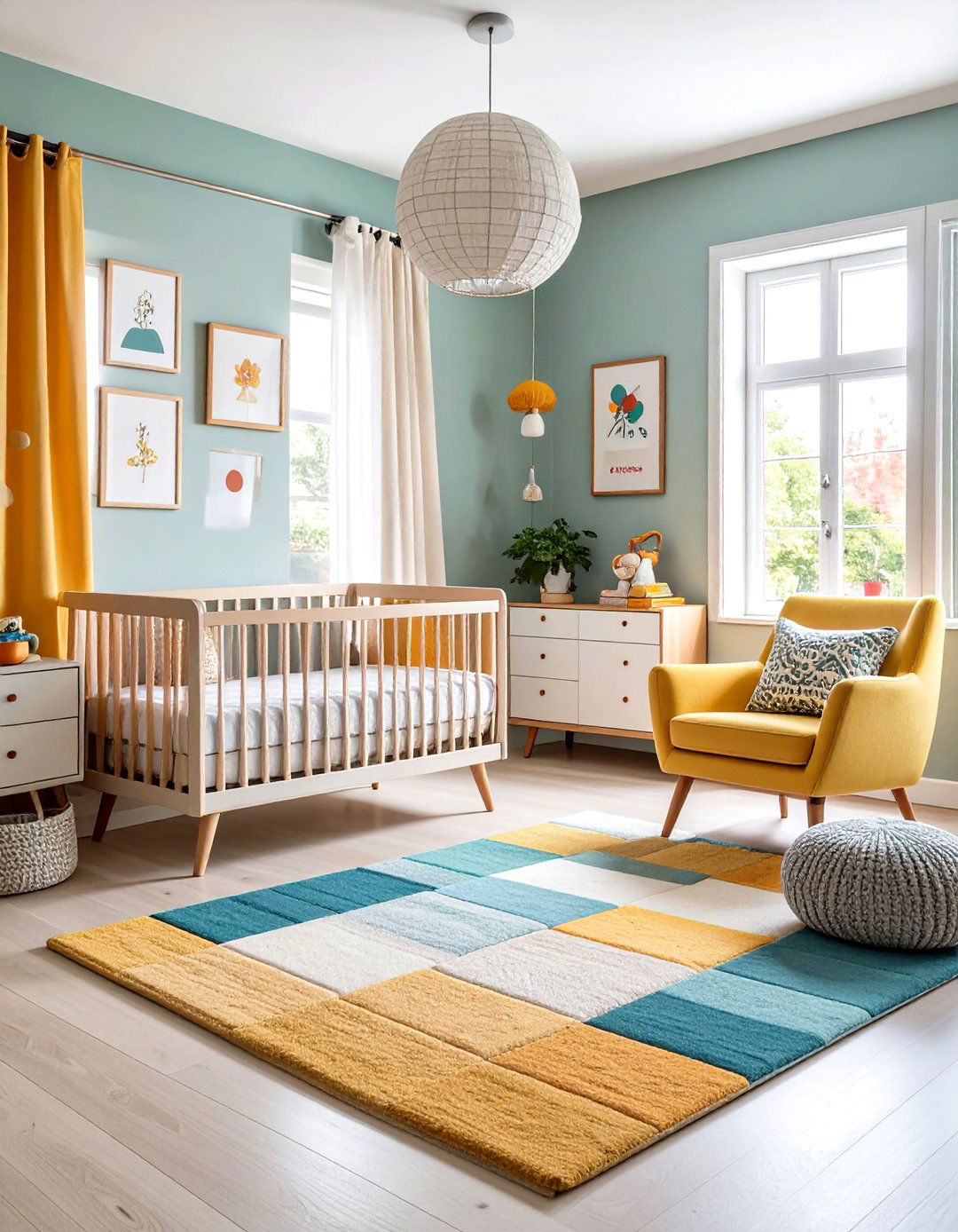Mid Century Modern Nursery with Textile Focus and Layered Patterns - 20 Mid-century Modern Nursery Ideas