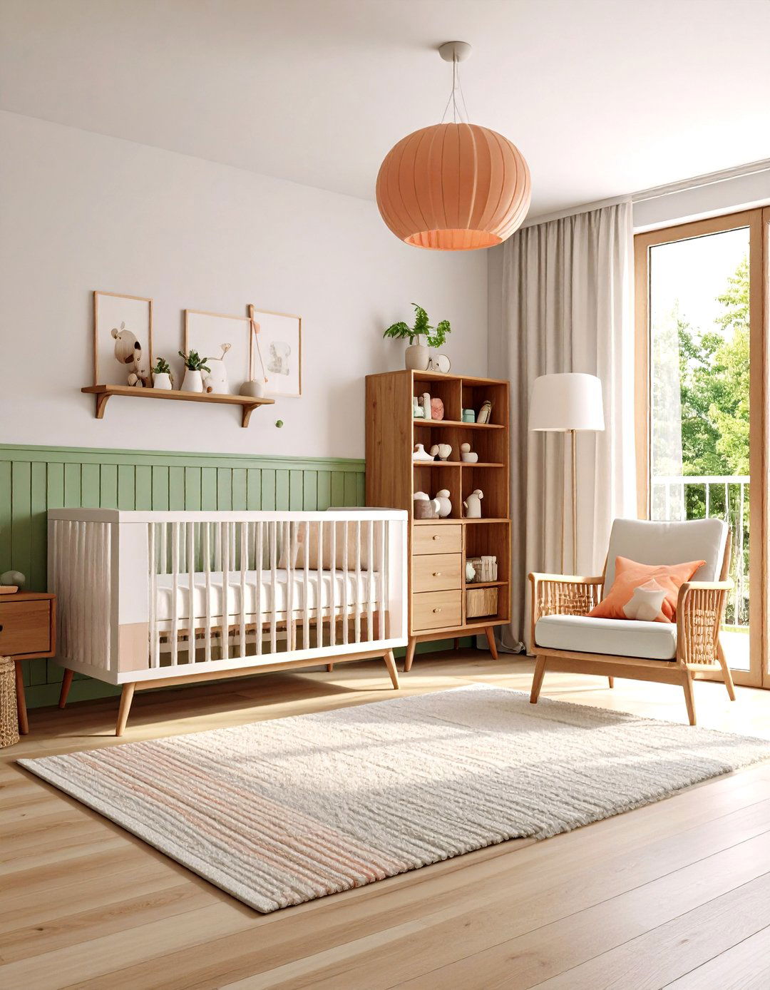 Mid Century Modern Nursery with Warm Wood Tones and Cozy Textures - 20 Mid-century Modern Nursery Ideas