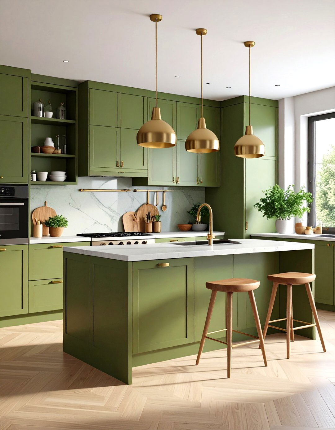 Mid Century Modern Olive Green Kitchen Design - 20 Olive Green Kitchens