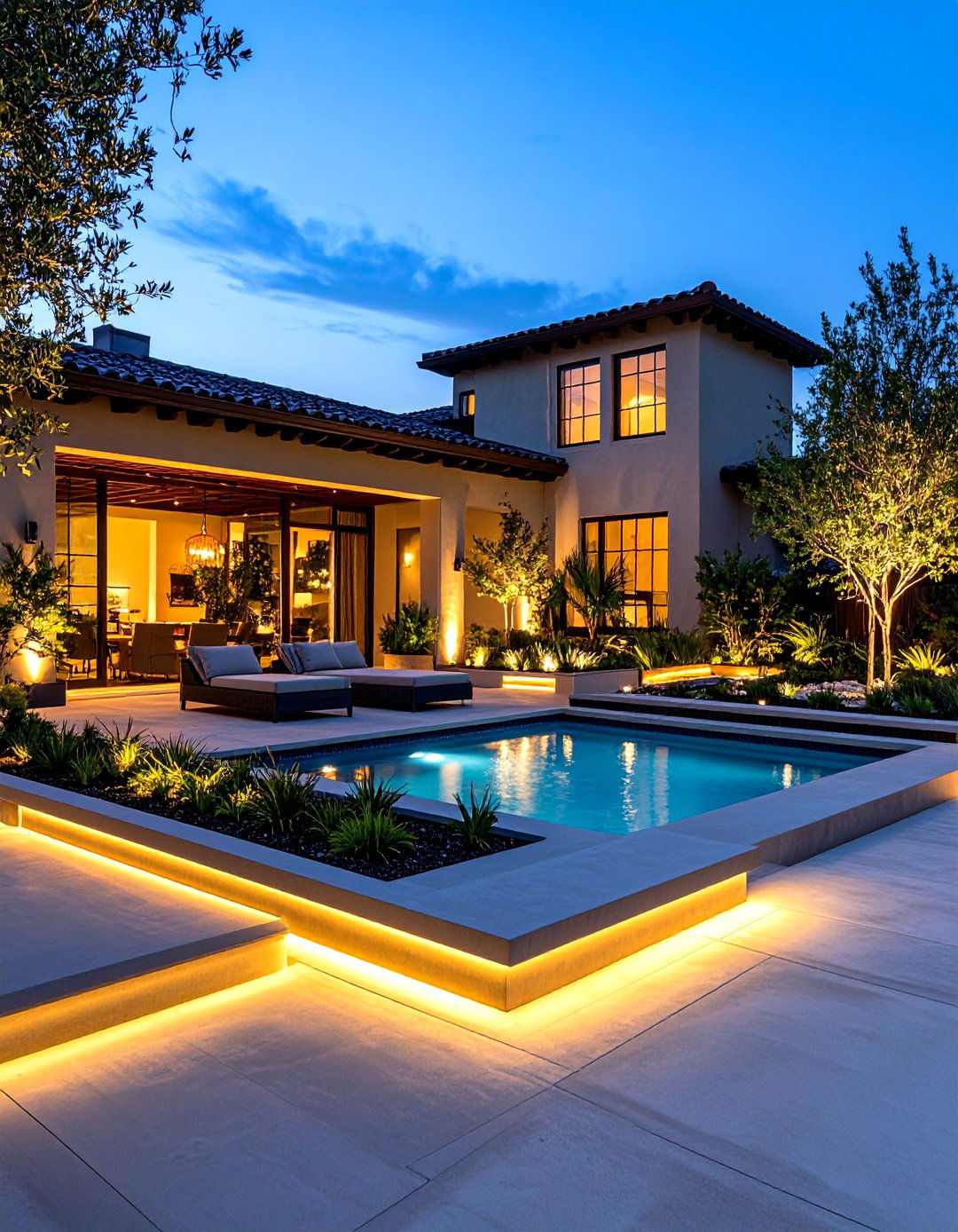 Mid Century Modern Patio with Accent Lighting Integration - 20 Mid-century Modern Patio Ideas