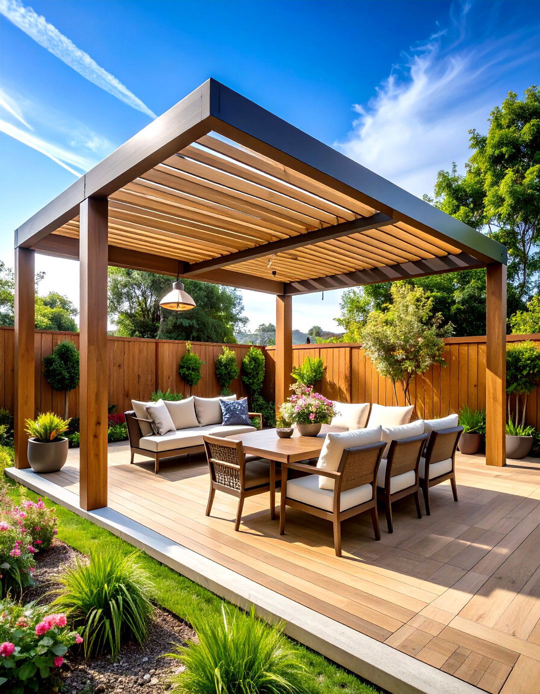 Mid Century Modern Patio with Integrated Shade Structures - 20 Mid-century Modern Patio Ideas