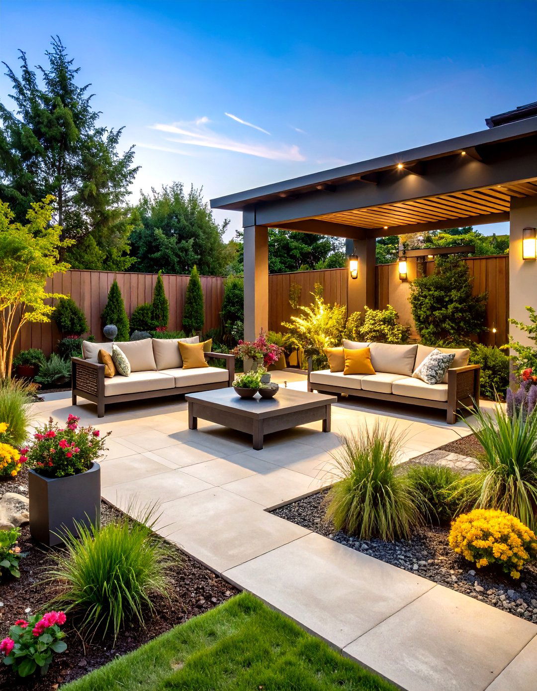 Mid Century Modern Patio with Mixed Material Surfaces - 20 Mid-century Modern Patio Ideas