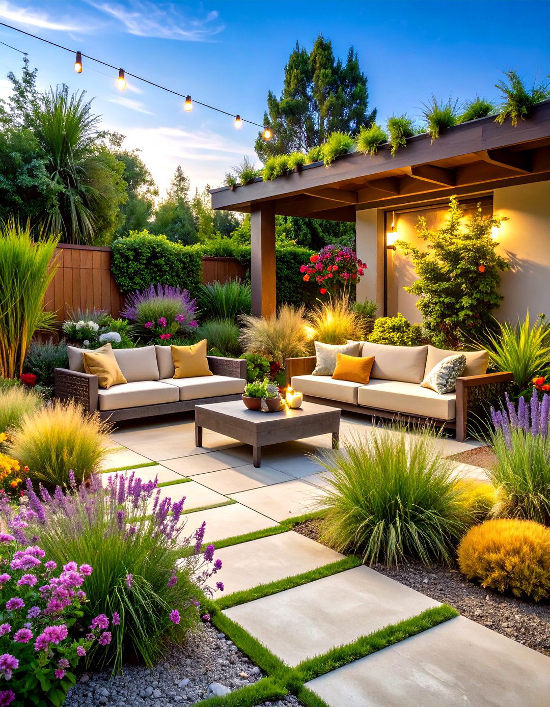 Mid Century Modern Patio with Naturalistic Planting Design - 20 Mid-century Modern Patio Ideas