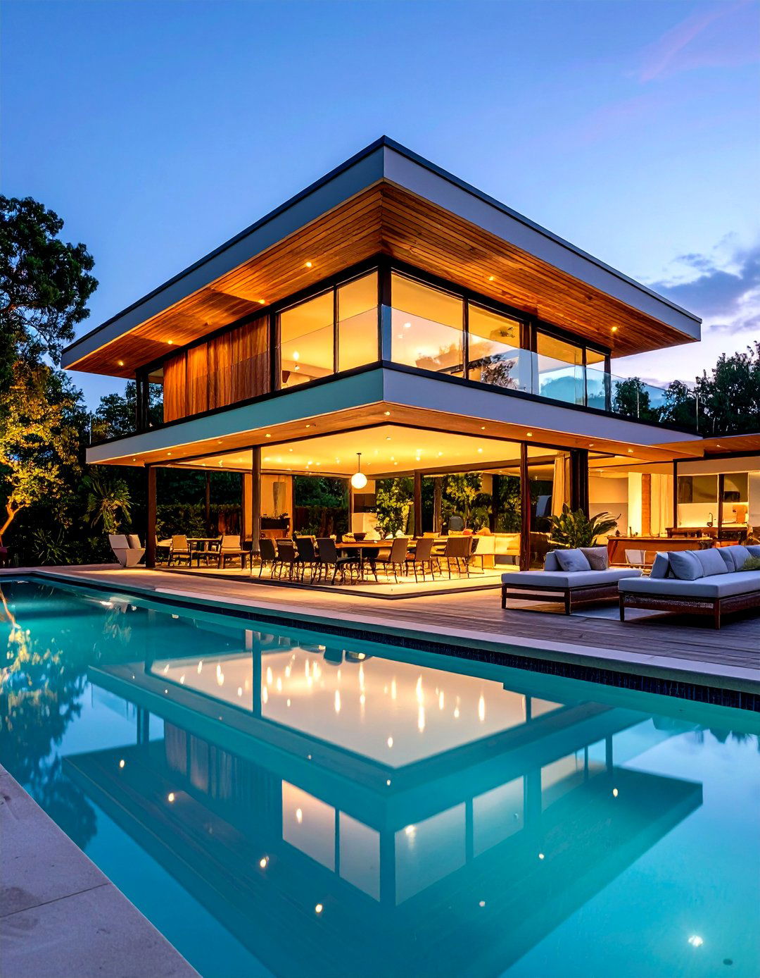 Mid Century Modern Pool Gazebo with Flat Roof - 20 Pool Gazebo Ideas