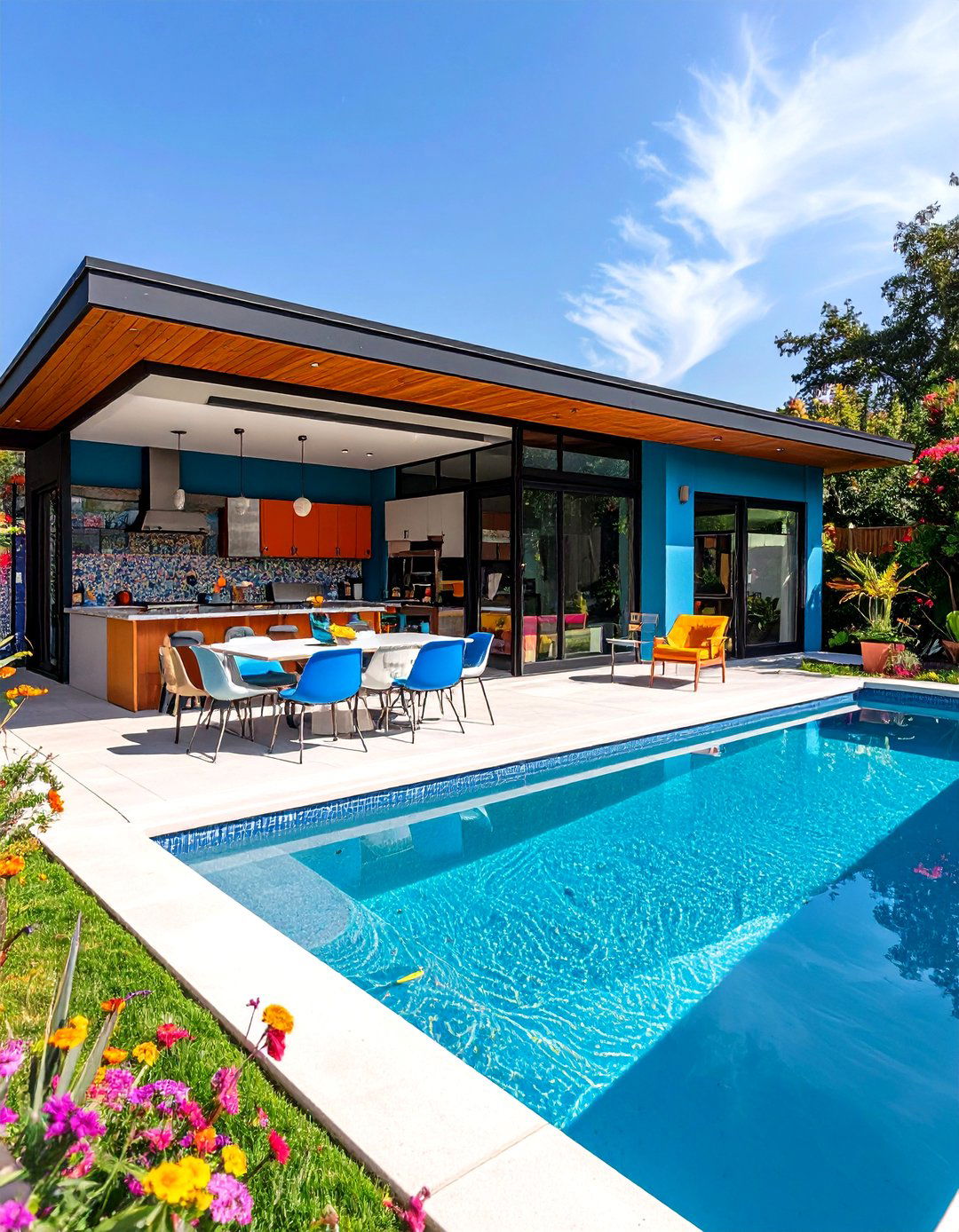 Mid Century Modern Pool House With Outdoor Kitchen - 20 Pool House With Outdoor Kitchen Ideas