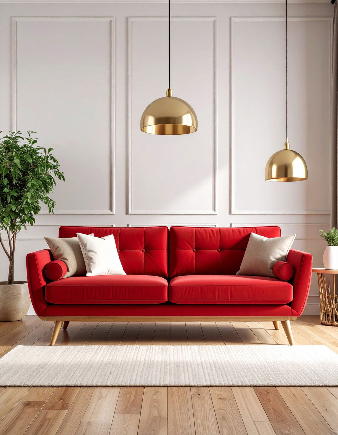 Mid Century Modern Red Couch Living Room - 20 Red Couch Living Room Ideas