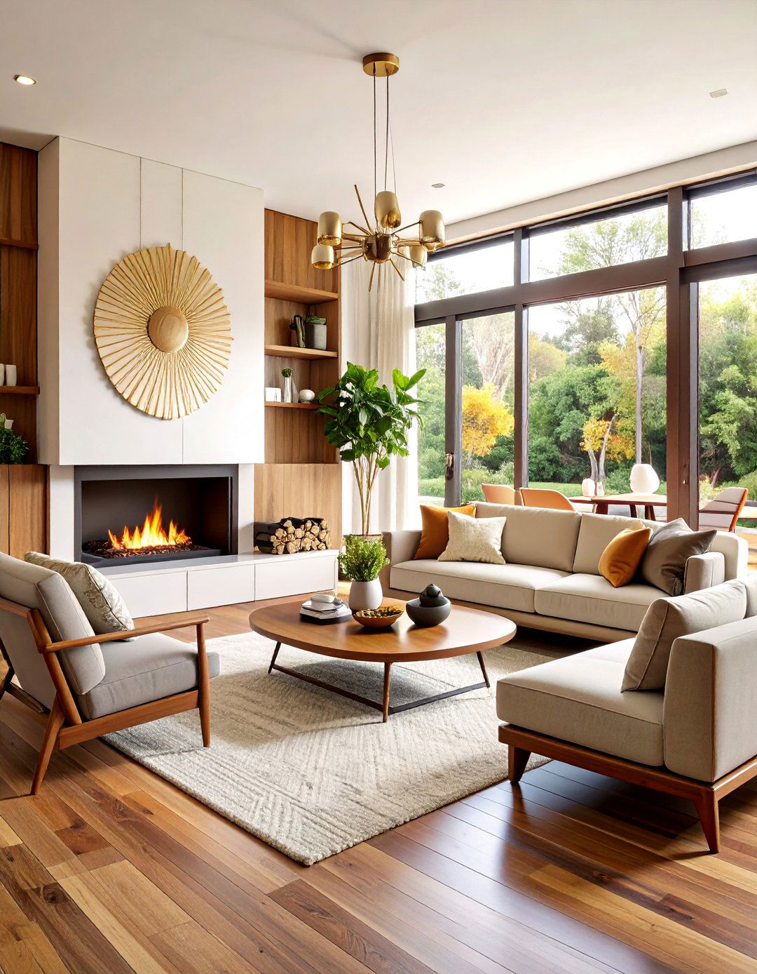 Mid Century Modern Sectional Fireplace Revival - 20 Living Room Ideas With Sectionals and Fireplace