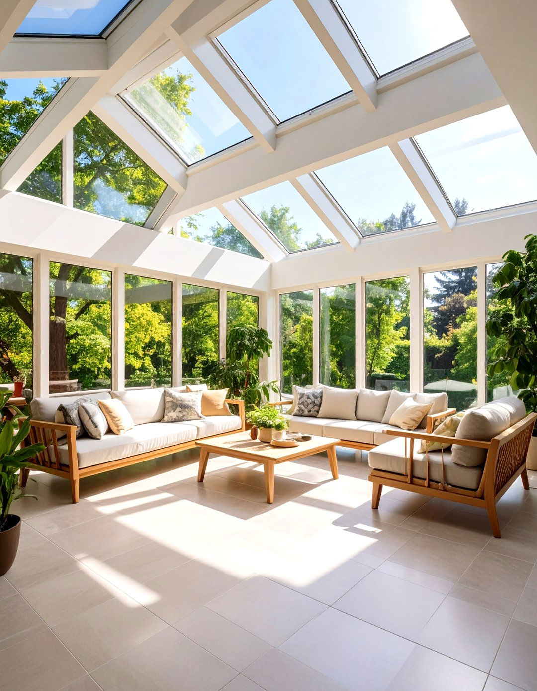 Mid Century Modern Skylight Focused Sunroom Design - 20 Mid-century Modern Sunroom Ideas