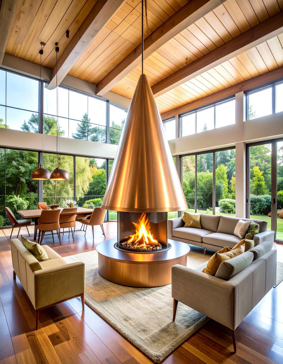 Mid Century Modern Suspended Cone Fireplace - 20 Mid-century Modern Fireplace Ideas