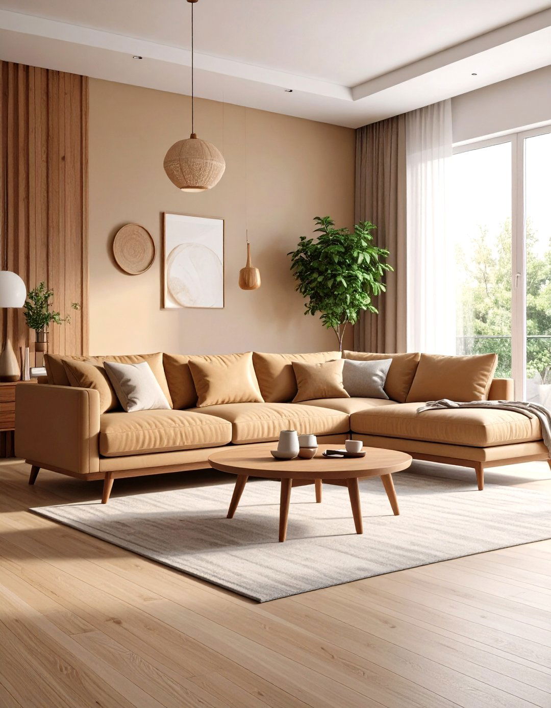 Mid Century Modern Tan Living Room - 20 Tan Living Room Ideas