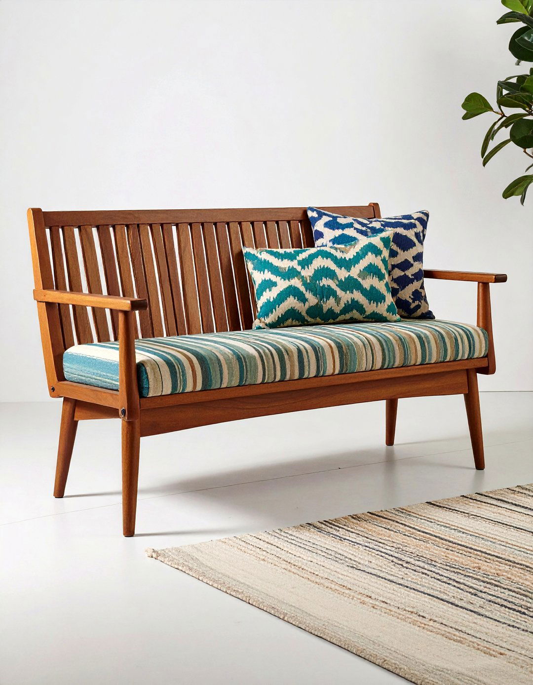 Mid Century Modern Tapered Leg Bench - 20 Front Porch Bench Ideas
