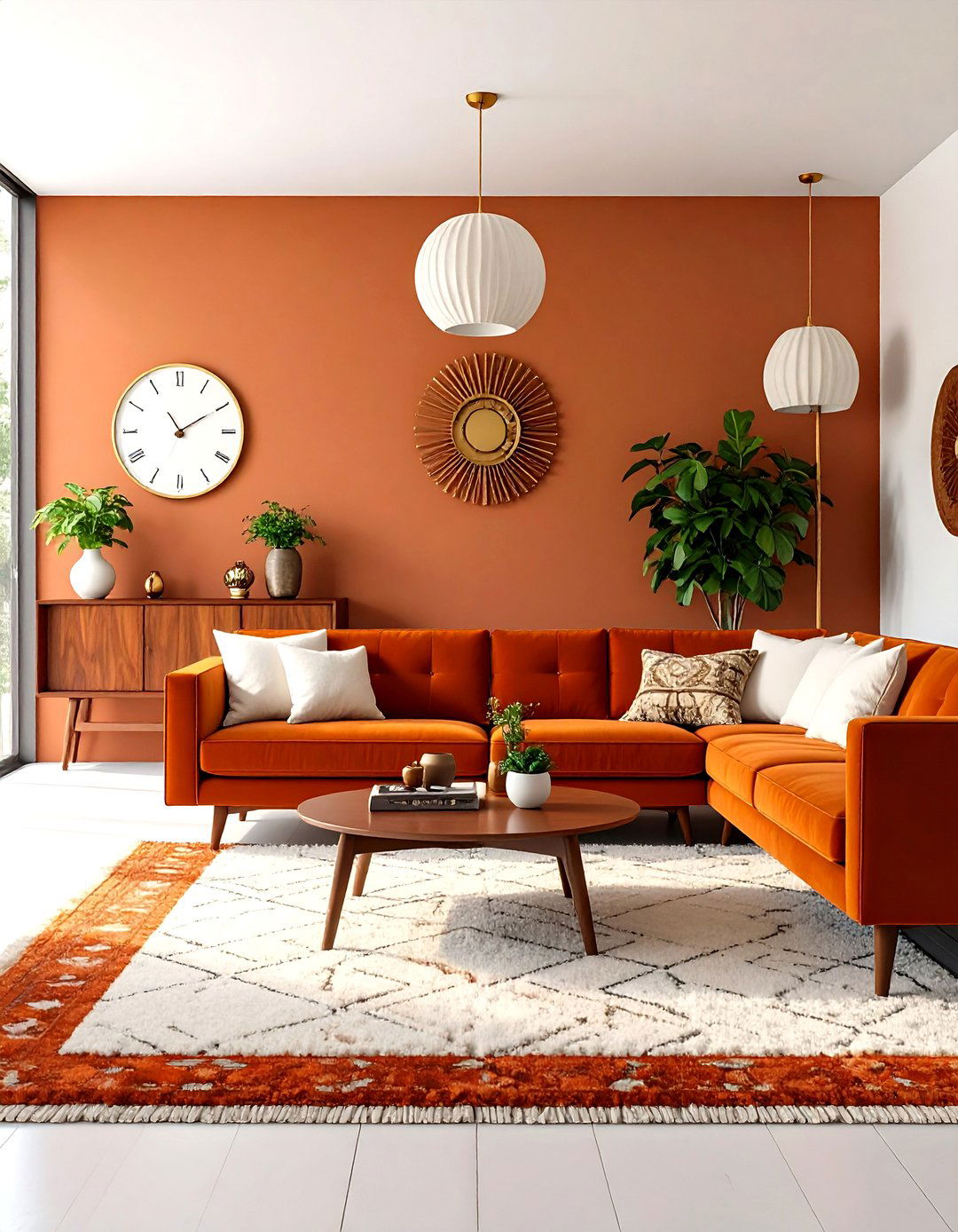 Mid Century Modern Terracotta Living Room - 20 terracotta living room ideas