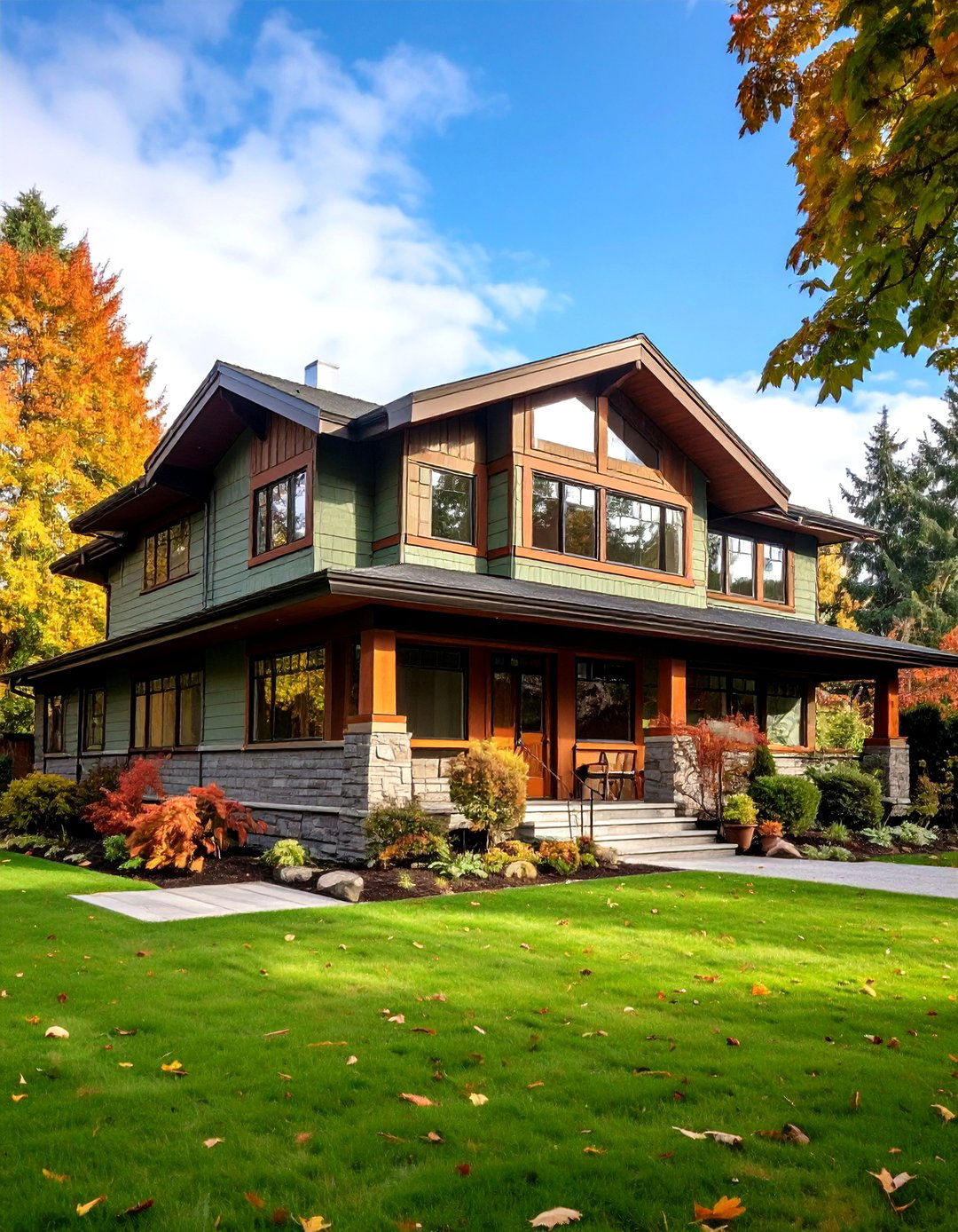 Mid Century Modern Twist - 20 Sage Green House With Brown Trim Ideas