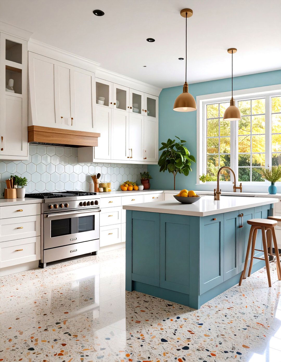 Mid Century Modern White Kitchen with Stainless Steel Appliances - 20 White Kitchen with Stainless Steel Appliances Ideas