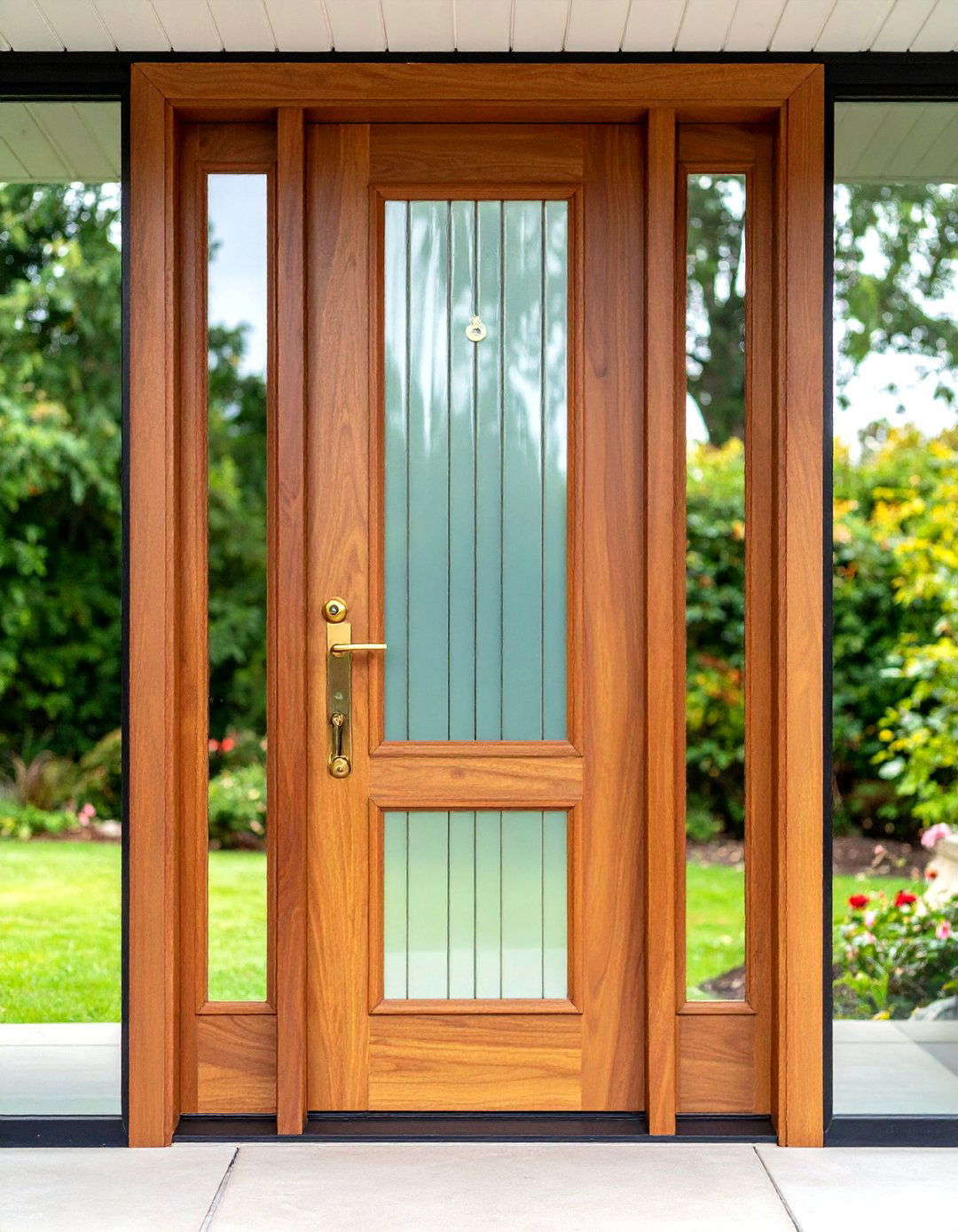 Mid Century Reeded Glass Front Doors Add Textured Light - 20 Glass Front Doors Ideas