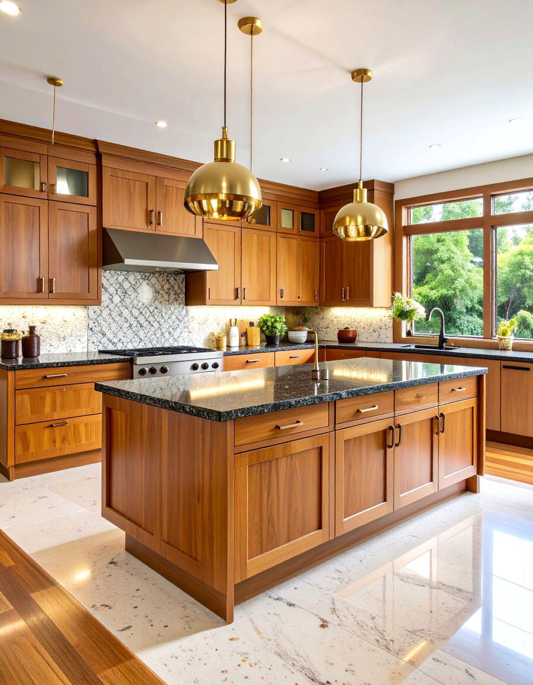 Mid Century Teak Brown Kitchen Cabinets With Black Countertops - 20 Brown Kitchen Cabinets With Black Countertops