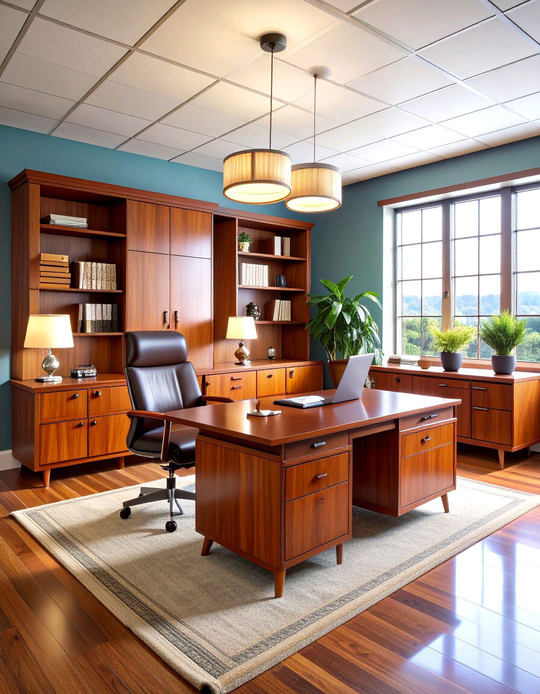 Mid Century Wraparound Unit - 20 Built-in Desk Ideas