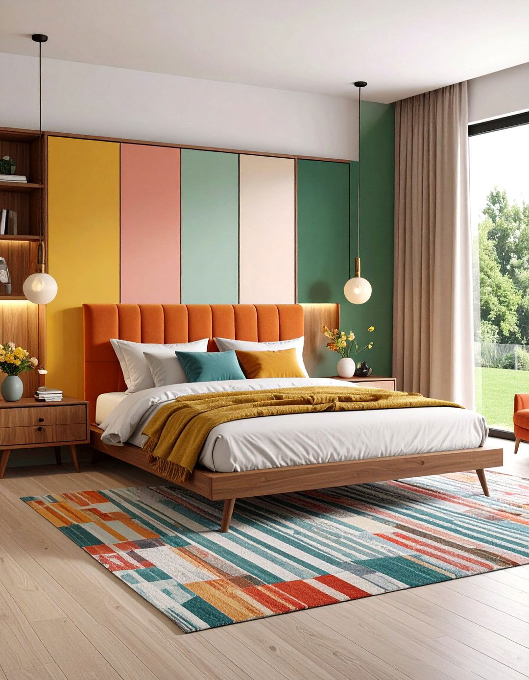 Midcentury Modern Bedroom with Shag Rugs and Textured Fabrics - 20 Midcentury Modern Bedroom Decorating Ideas