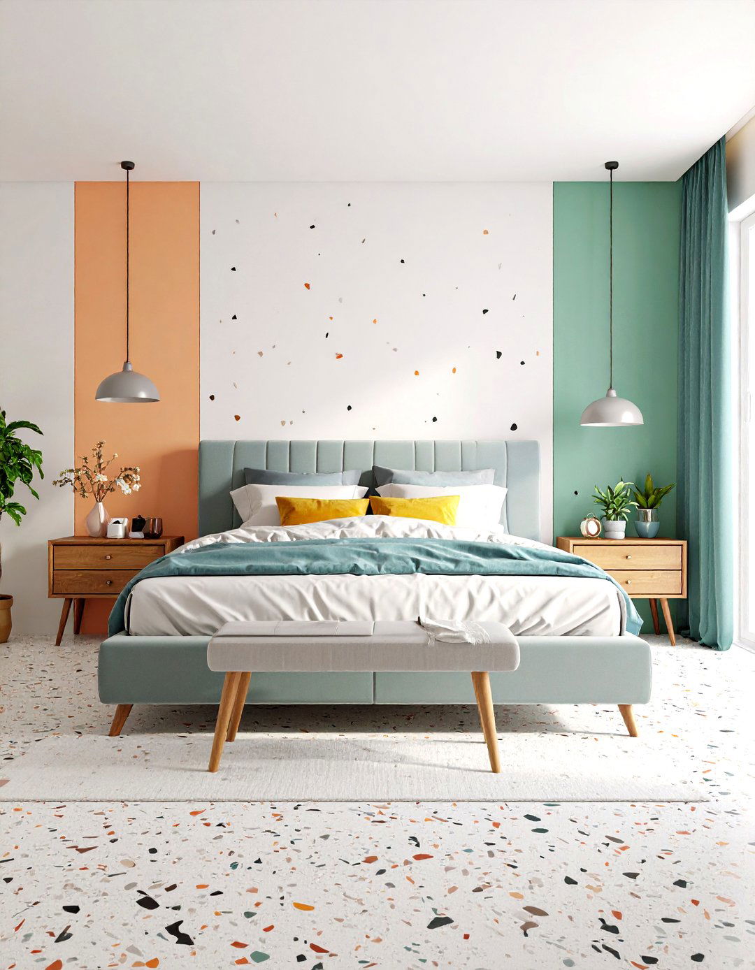Midcentury Modern Bedroom with Teak Platform Bed and Floating Nightstands - 20 Midcentury Modern Bedroom Decorating Ideas