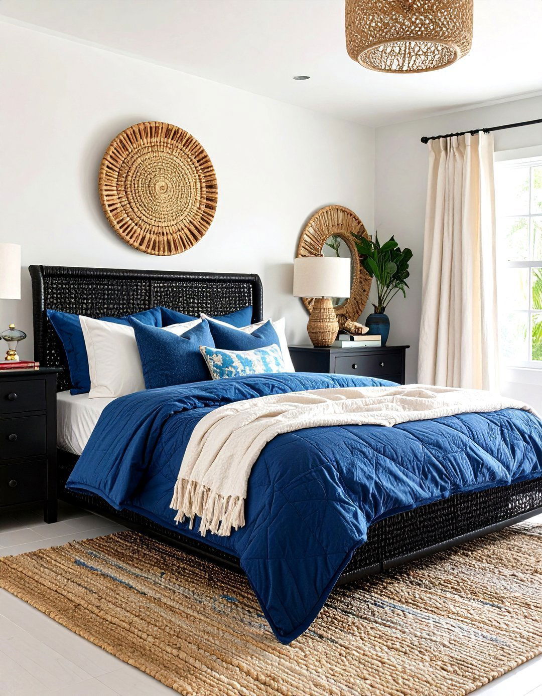Midnight Coastal Black and Blue Bedroom - 20 Black and Blue Bedroom Ideas