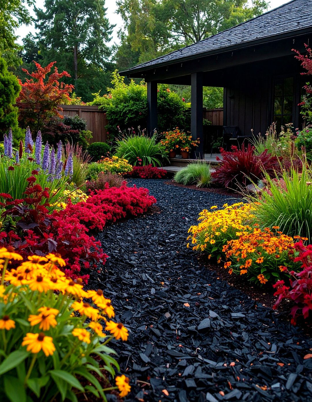Midnight Mulch Unifies the Color Scheme - 20 Gothic Garden Ideas
