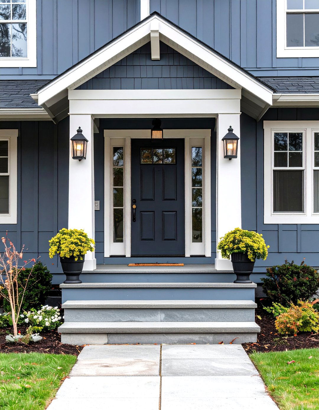 Midtone Farmhouse Gray Exterior Board and Batten Charm - 20 Gray Exterior House Paint Ideas