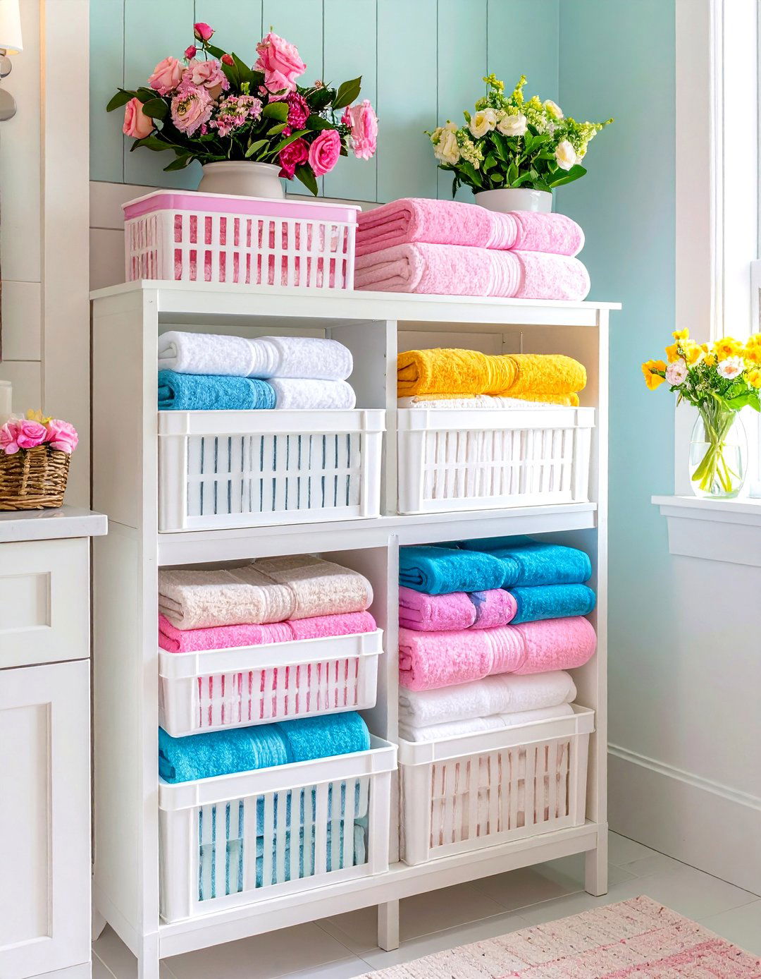 Milk Crate Bathroom Linen and Toiletry Hub - 20 Milk Crate Storage Ideas