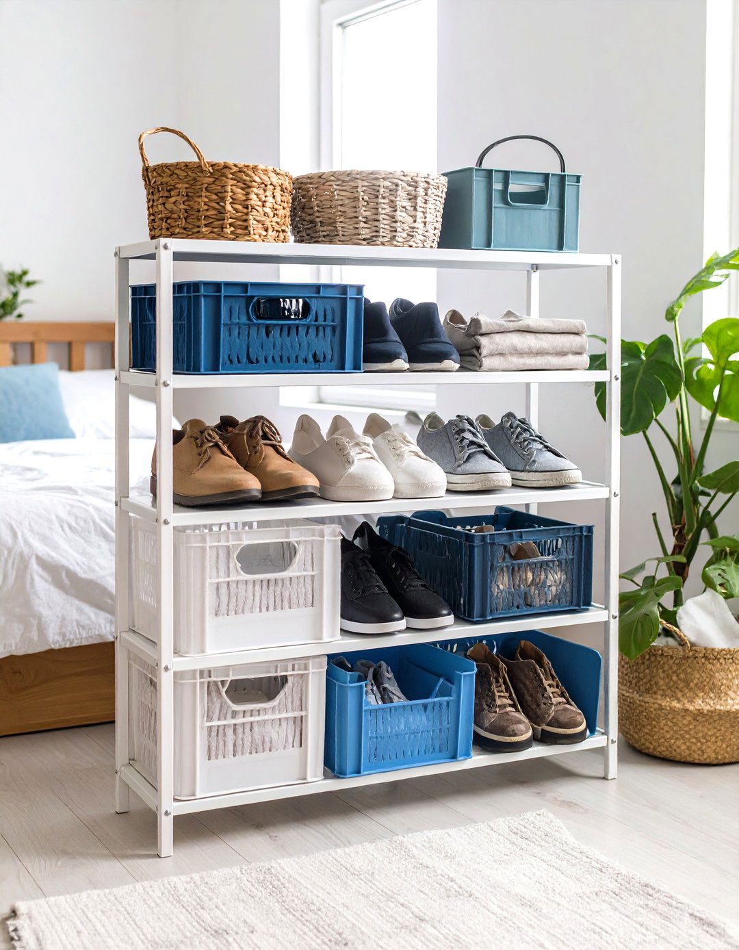 Milk Crate Bedroom Shoe Storage Rack - 20 Milk Crate Storage Ideas
